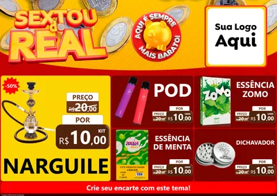 Modelo de Encarte para Encarte A4 Horizontal com o tema Sextou do Real para Tabacaria