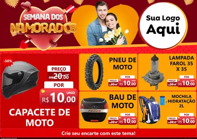 Modelo de Encarte para Encarte A4 Horizontal com o tema Semana dos Namorados para Moto peças