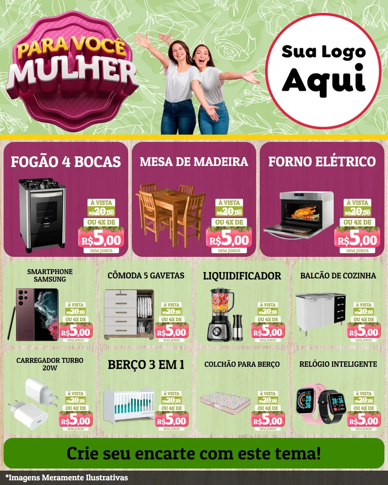 Modelo de Rede Social para Feed Instagram com o tema Para Você Mulher para Móveis e Eletro