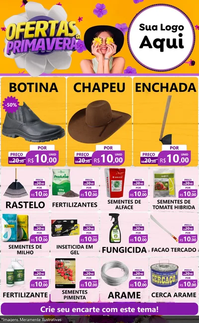 Modelo de Encarte para Encarte Grande com o tema Ofertas Da Primavera para Agropecuária