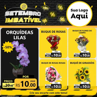 Modelo de Rede Social para Feed Facebook com o tema Setembro Imbatível para Floricultura e jardim