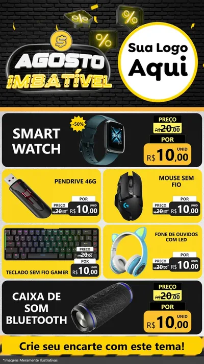 Modelo de TV para TV Vertical com o tema Agosto Imbatível para Informática