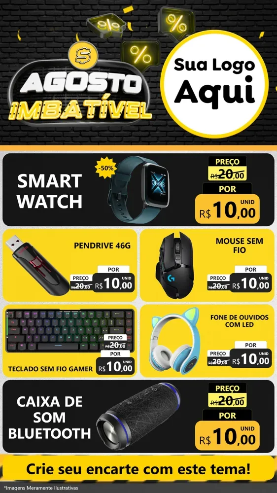 Modelo de TV para TV Vertical com o tema Agosto Imbatível para Informática