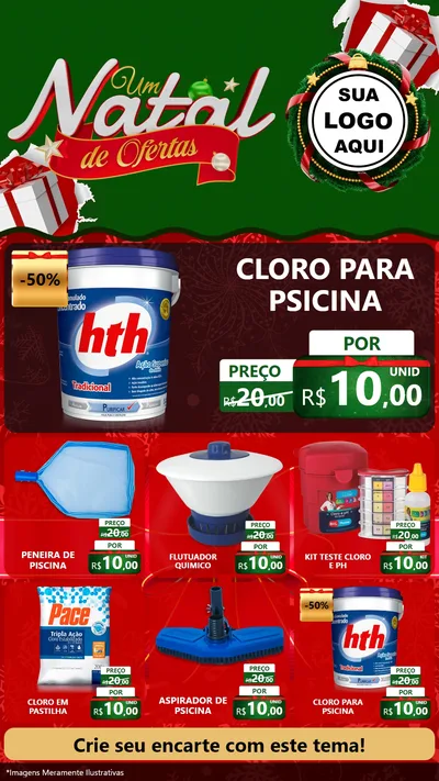 Modelo de Rede Social para Stories com o tema Um Natal de Ofertas para Produtos para Piscina