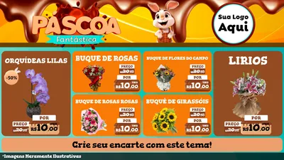 Modelo de TV para TV Horizontal com o tema Páscoa Fantástica para Floricultura e jardim