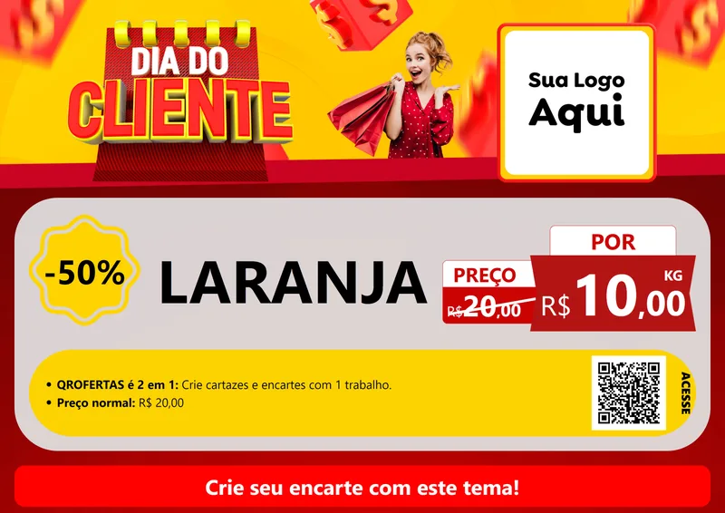 Modelo de Cartaz para Cartaz A4 Horizontal com o tema Dia do Cliente para Hortifrúti