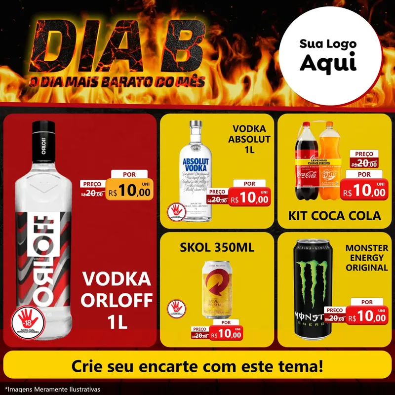 Modelo de Rede Social para Feed Facebook com o tema Dia B para Distribuidora de bebidas
