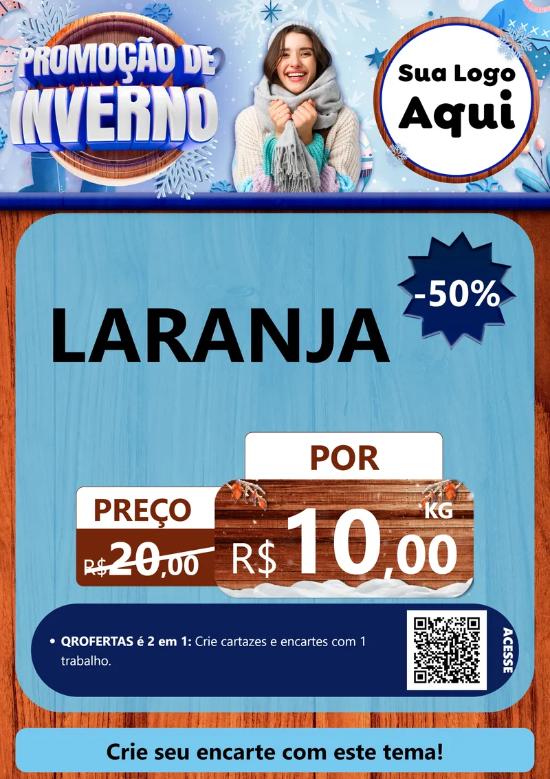 Modelo de Cartaz para Cartaz A4 Vertical com o tema Promoção de Inverno para Hortifrúti