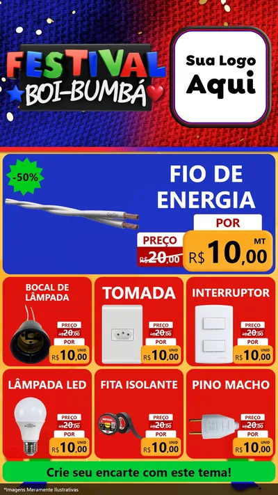 Modelo de Rede Social para Stories com o tema Festival Boi-Bumbá para Materiais Elétricos