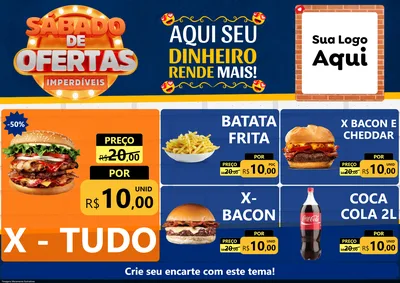 Modelo de Encarte para Encarte A4 Horizontal com o tema Sábado de Ofertas Imperdíveis para Hamburgueria