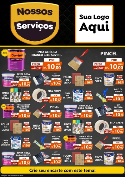 Modelo de Encarte para Encarte A4 Vertical com o tema Nossos Serviços para Tintas e Ferramentas