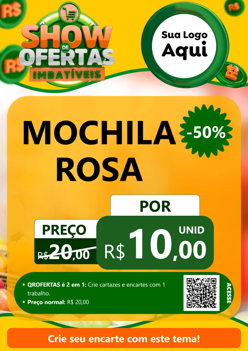 Modelo de Cartaz para Cartaz A4 Vertical com o tema Show de Ofertas Imbatíveis para Papelaria