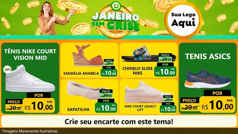 Modelo de TV para TV Horizontal com o tema Janeiro Sem Crise para Calçados