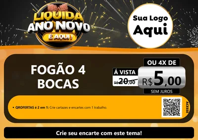 Modelo de Cartaz para Cartaz A4 Horizontal com o tema Liquida Ano Novo É Aqui! para Móveis e Eletro