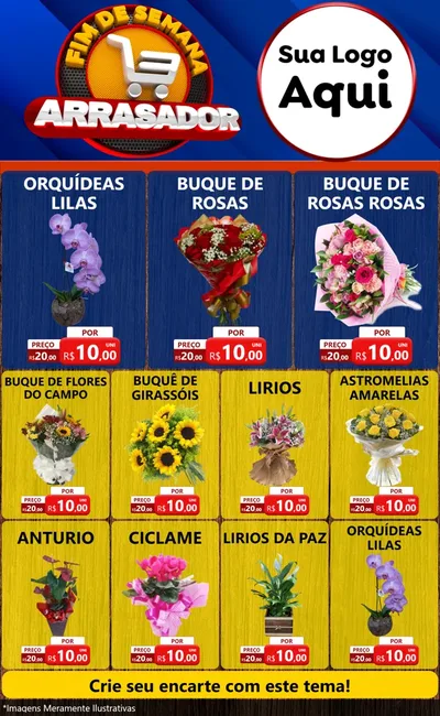 Modelo de Encarte para Encarte Grande com o tema Fim De Semana Arrasador para Floricultura e jardim