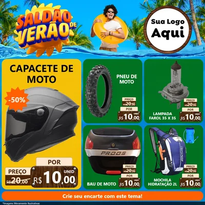 Modelo de Rede Social para Feed Facebook com o tema Saldão de Verão para Moto peças