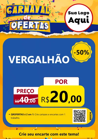 Modelo de Cartaz para Cartaz A4 Vertical com o tema Carnaval de Ofertas para Ferragens