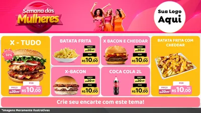 Modelo de TV para TV Horizontal com o tema Semana das Mulheres para Hamburgueria