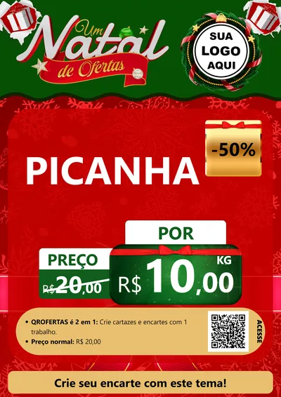 Modelo de Cartaz para Cartaz A4 Vertical com o tema Um Natal de Ofertas para Açougue