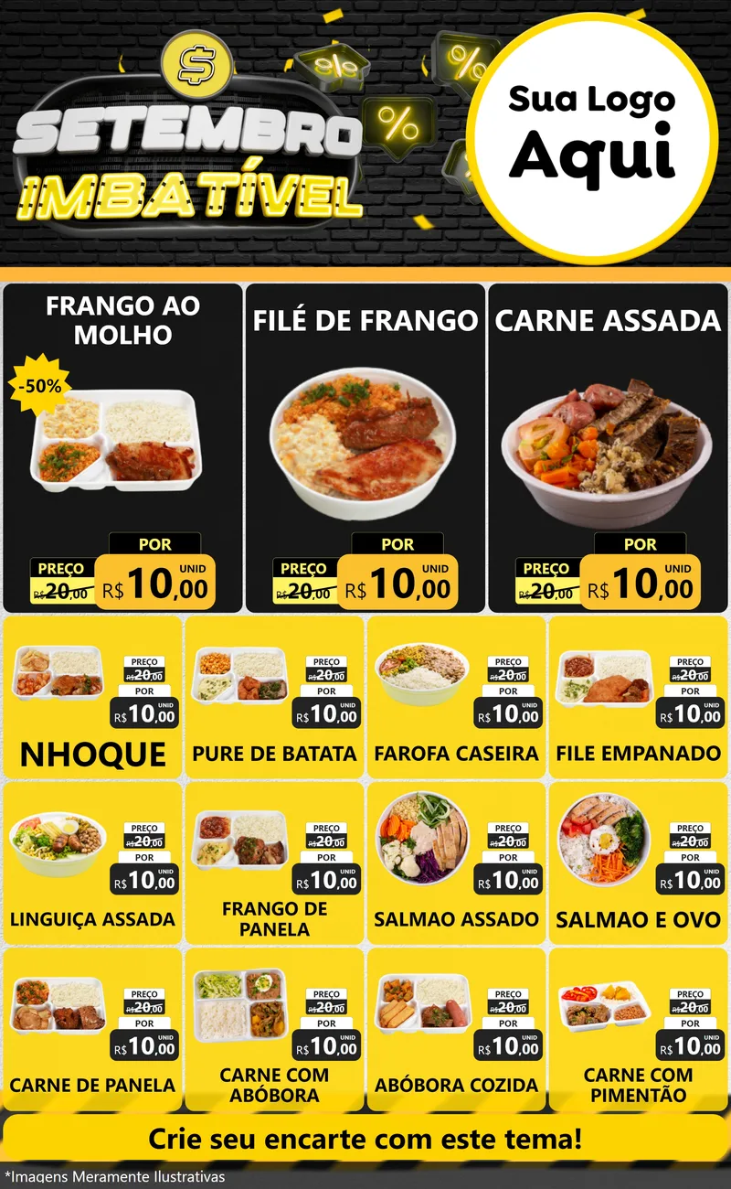 Modelo de Encarte para Encarte Grande com o tema Setembro Imbatível para Restaurante