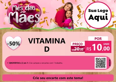 Modelo de Cartaz para Cartaz A4 Horizontal com o tema Mês das Mães para Farmácia