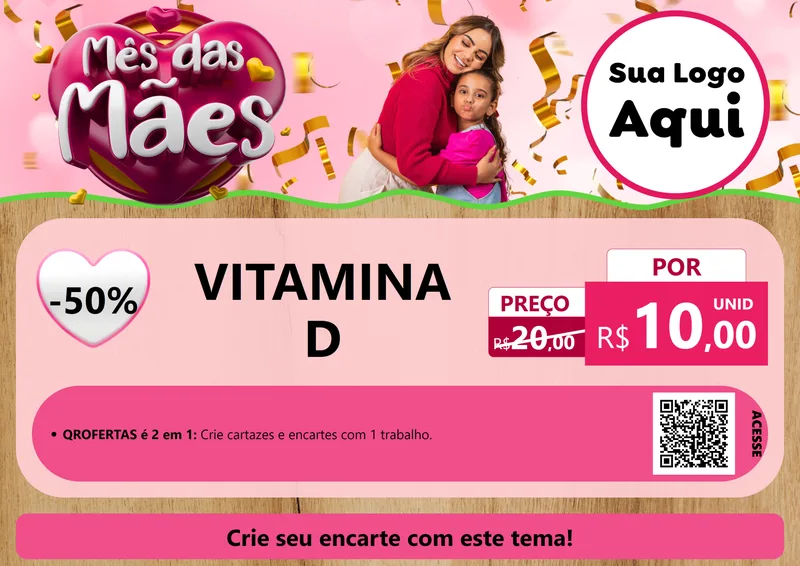 Modelo de Cartaz para Cartaz A4 Horizontal com o tema Mês das Mães para Farmácia