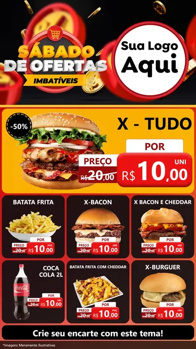 Modelo de Rede Social para Stories com o tema Sábado de Ofertas Imbatíveis para Hamburgueria