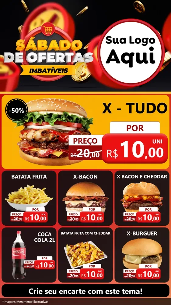 Modelo de Rede Social para Stories com o tema Sábado de Ofertas Imbatíveis para Hamburgueria