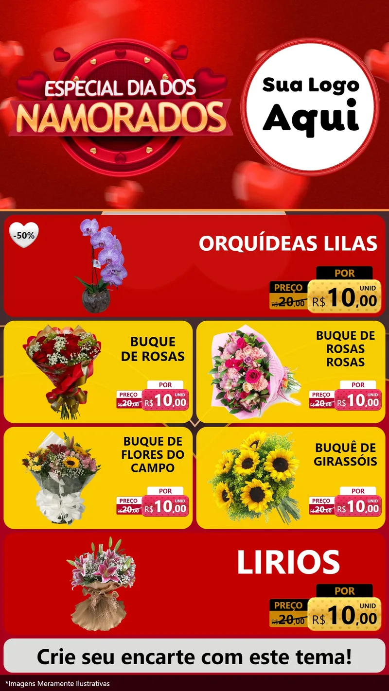 Modelo de TV para TV Vertical com o tema Especial Dia Dos Namorados para Floricultura e jardim