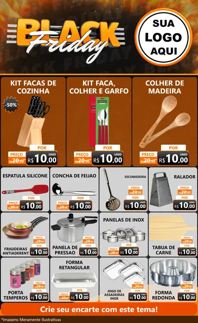 Modelo de Encarte para Encarte Grande com o tema Black Friday para Utilidades Domésticas