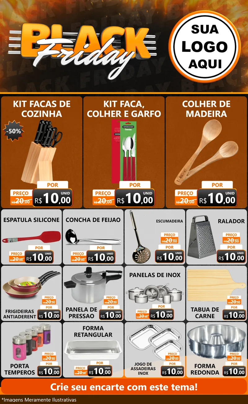 Modelo de Encarte para Encarte Grande com o tema Black Friday para Utilidades Domésticas