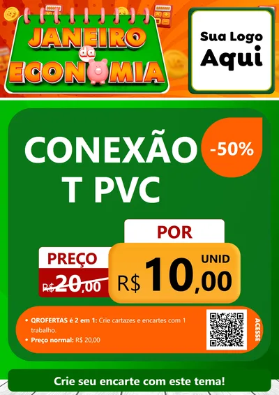 Modelo de Cartaz para Cartaz A4 Vertical com o tema Janeiro da Economia para Tubos e conexões