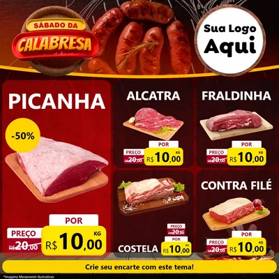 Modelo de Rede Social para Feed Facebook com o tema Sábado da Calabresa para Açougue