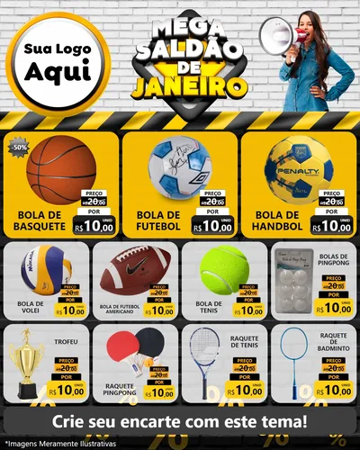 Modelo de Rede Social para Feed Instagram com o tema Mega Saldão de Janeiro para Artigos Esportivos