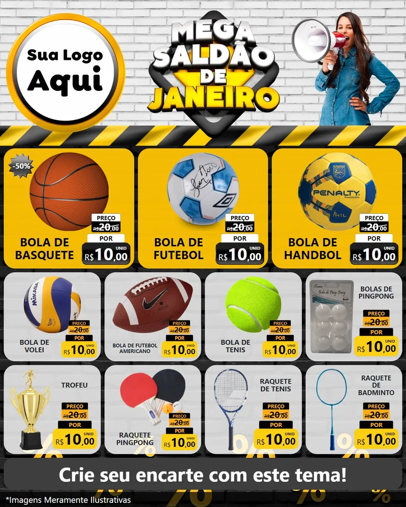 Modelo de Rede Social para Feed Instagram com o tema Mega Saldão de Janeiro para Artigos Esportivos