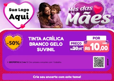 Modelo de Cartaz para Cartaz A4 Horizontal com o tema Mês das Mães para Tintas e Ferramentas