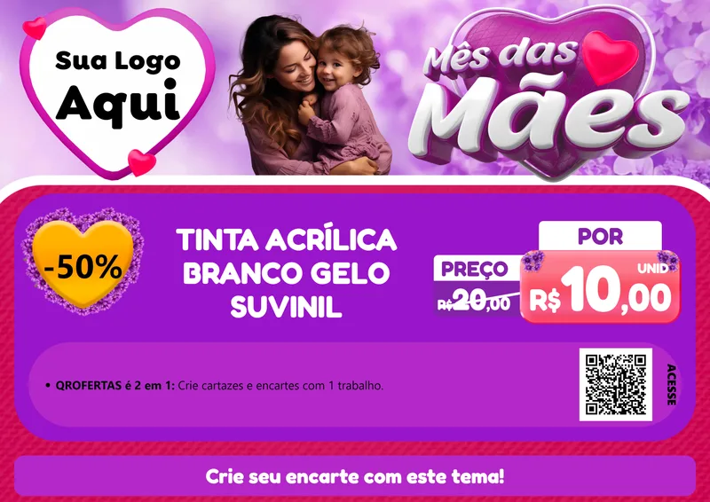 Modelo de Cartaz para Cartaz A4 Horizontal com o tema Mês das Mães para Tintas e Ferramentas