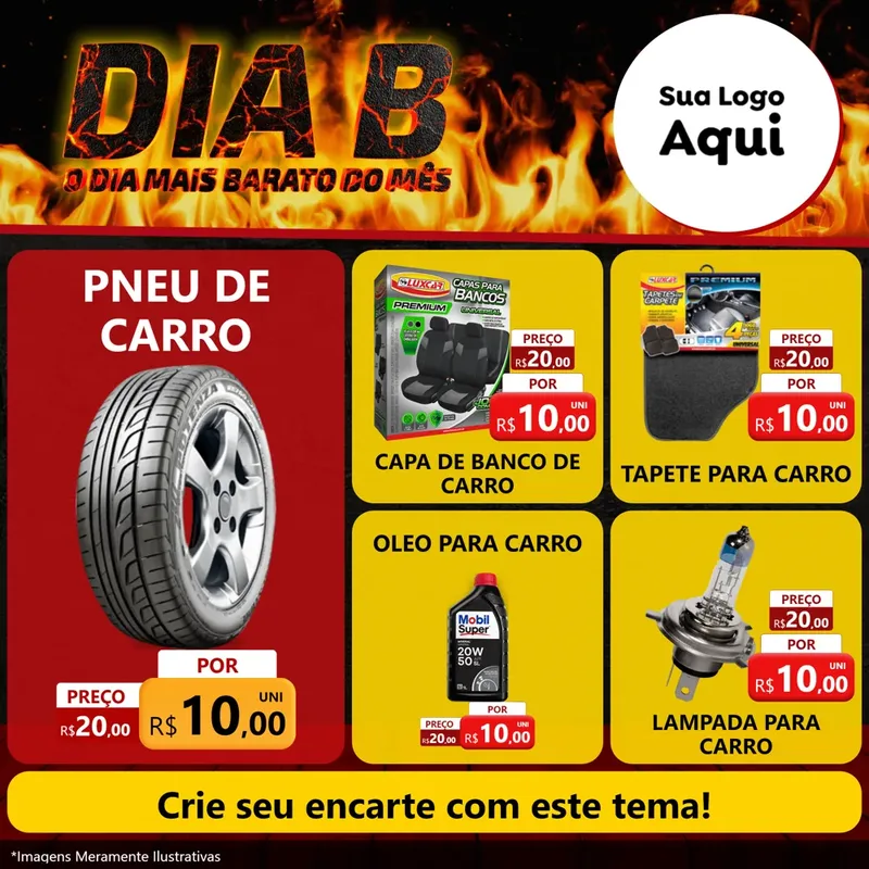Modelo de Rede Social para Feed Facebook com o tema Dia B para Auto peças