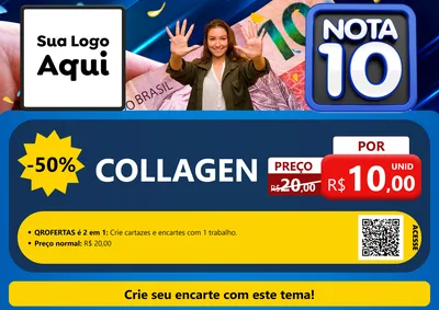 Modelo de Cartaz para Cartaz A4 Horizontal com o tema Nota 10 para Suplementos alimentares