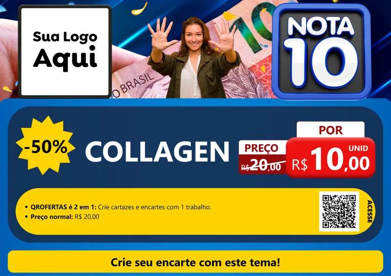 Modelo de Cartaz para Cartaz A4 Horizontal com o tema Nota 10 para Suplementos alimentares