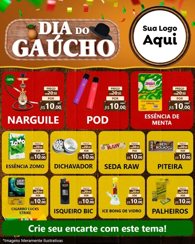Modelo de Rede Social para Feed Instagram com o tema Dia do Gaúcho para Tabacaria