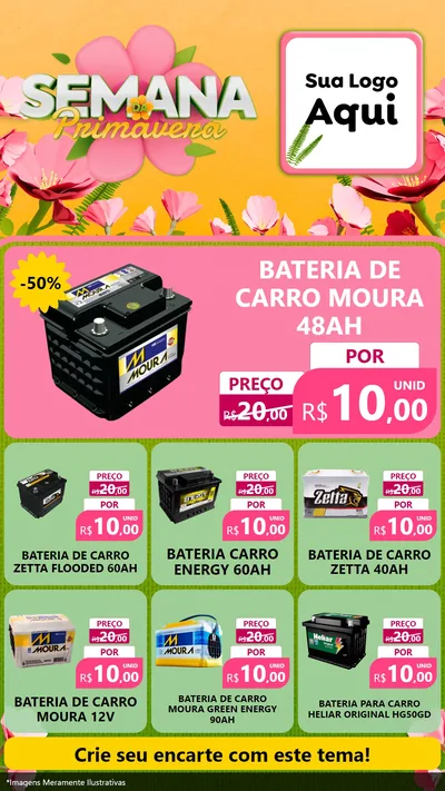 Modelo de Rede Social para Stories com o tema Semana da Primavera para Baterias Elétricas