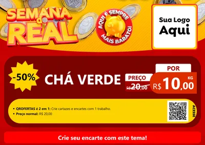 Modelo de Cartaz para Cartaz A4 Horizontal com o tema Semana do Real para Produtos Naturais