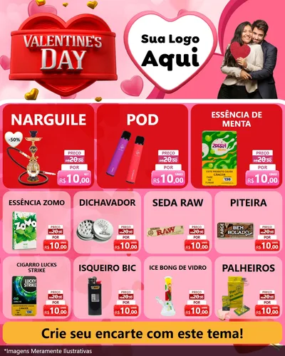 Modelo de Rede Social para Feed Instagram com o tema Valentine's Day para Tabacaria