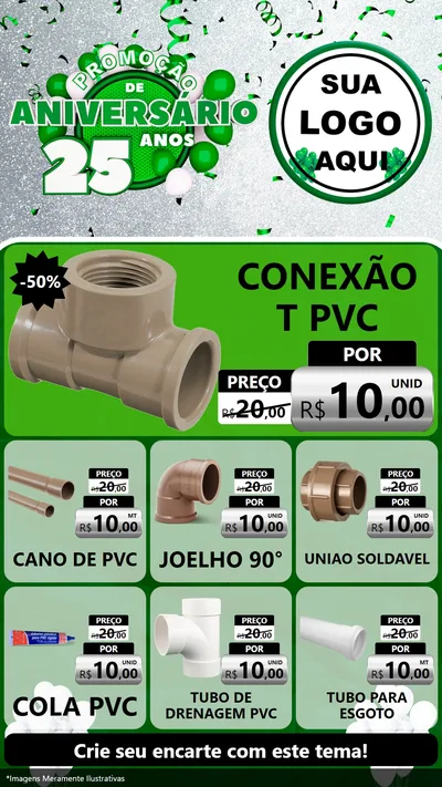 Modelo de Rede Social para Stories com o tema Promoção de Aniversário - 25 Anos para Tubos e conexões