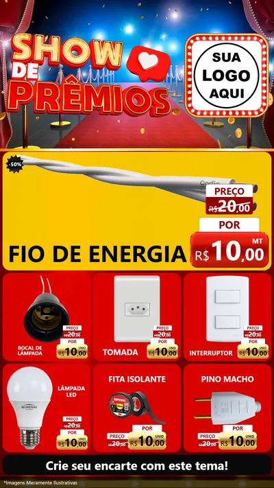 Modelo de Rede Social para Stories com o tema Show de Prêmios para Materiais Elétricos