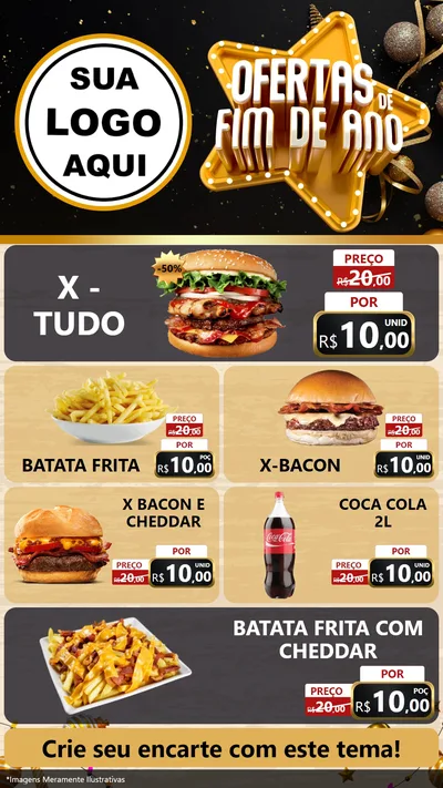 Modelo de TV para TV Vertical com o tema Ofertas de Fim de Ano para Hamburgueria