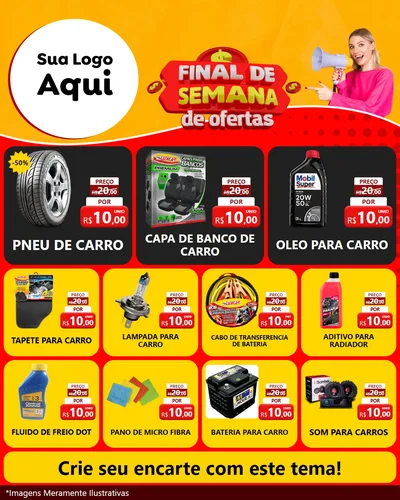 Modelo de Rede Social para Feed Instagram com o tema Final de Semana de Ofertas para Auto peças
