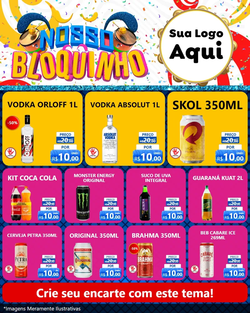 Modelo de Rede Social para Feed Instagram com o tema Nosso Bloquinho para Distribuidora de bebidas