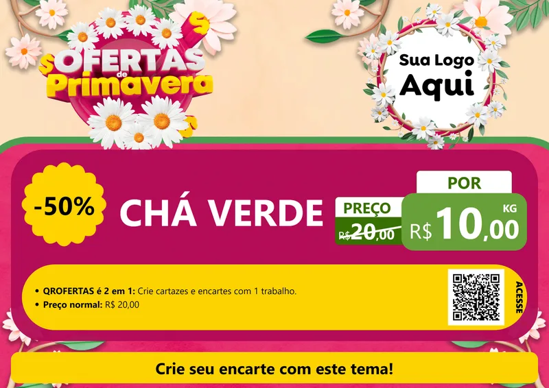 Modelo de Cartaz para Cartaz A4 Horizontal com o tema Ofertas de Primavera para Produtos Naturais
